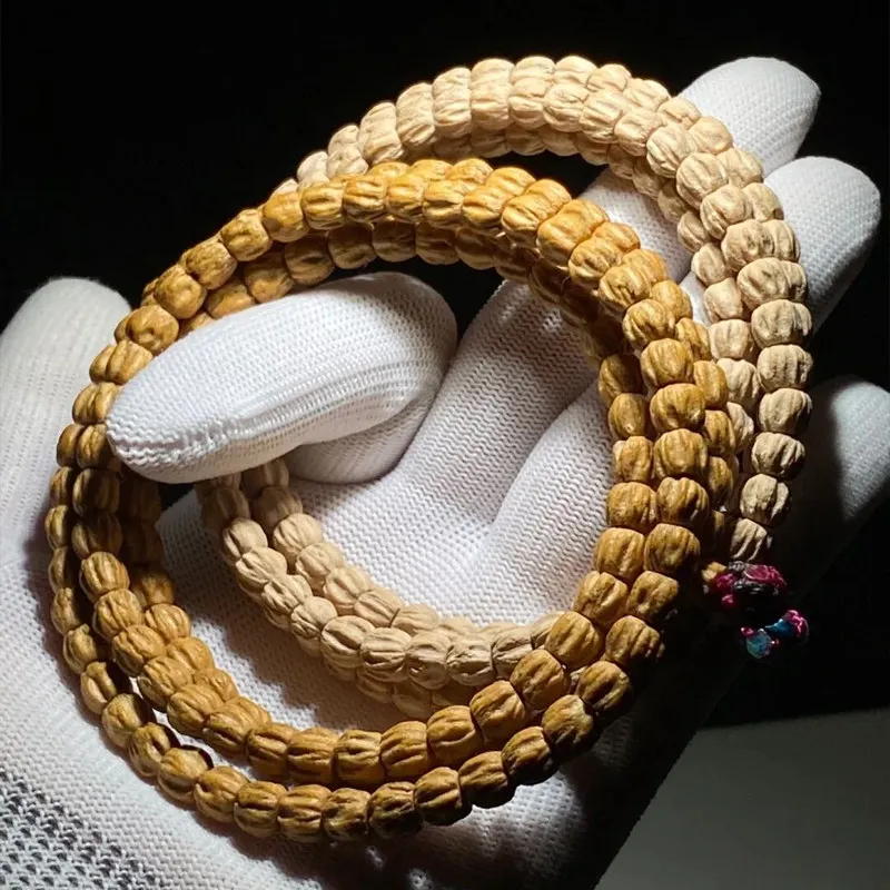 Chinese Style Tibetan Cypress Seed Beaded Bracelet Straight Cut Ghost Face Pattern High Density Original Seed Lucky Blessing Wea