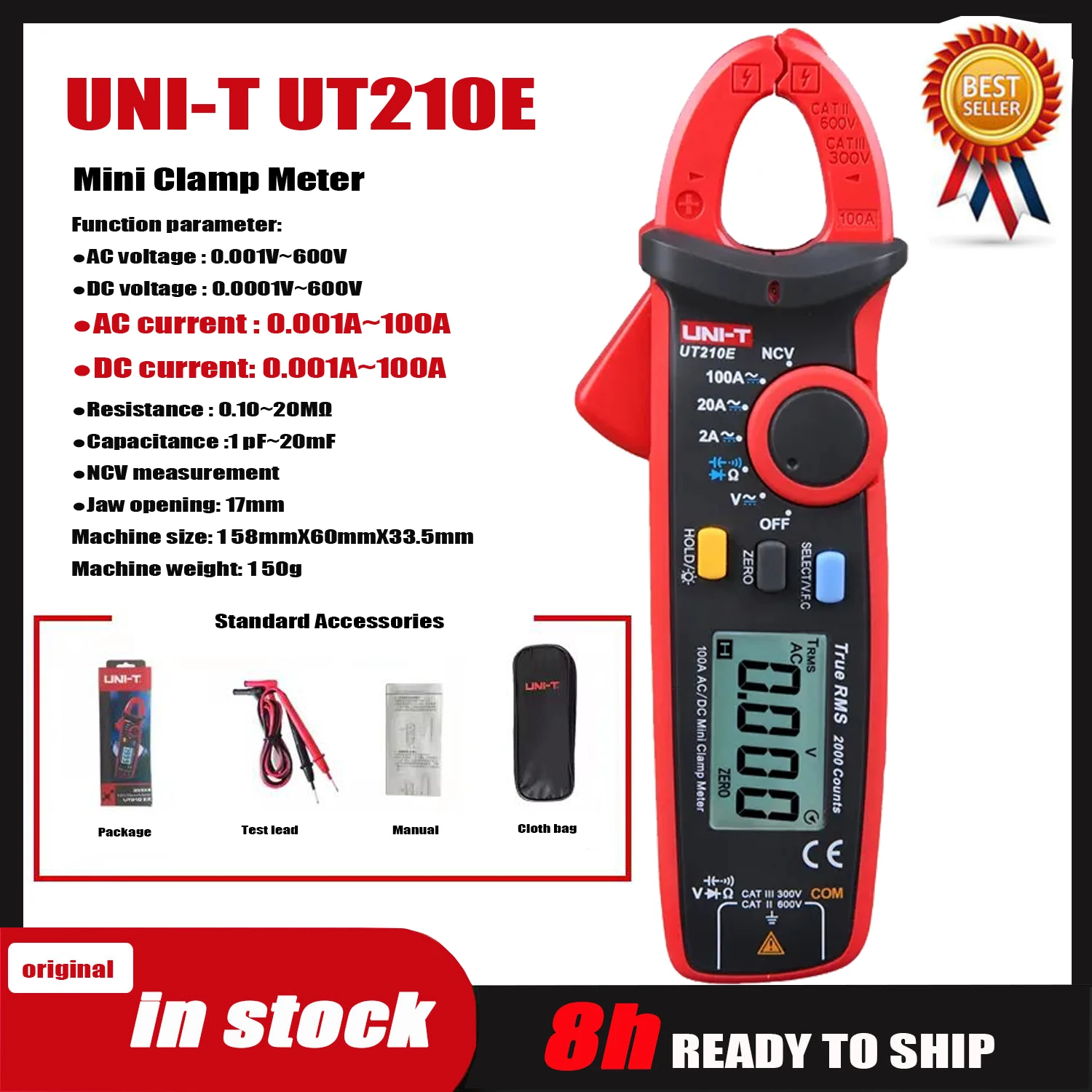 UNI-T Clamp Meter UT210E UT210D UT210C UT208B UT207B UT206B UT205E Digital Ammeter Pliers Amperimetric Clamp