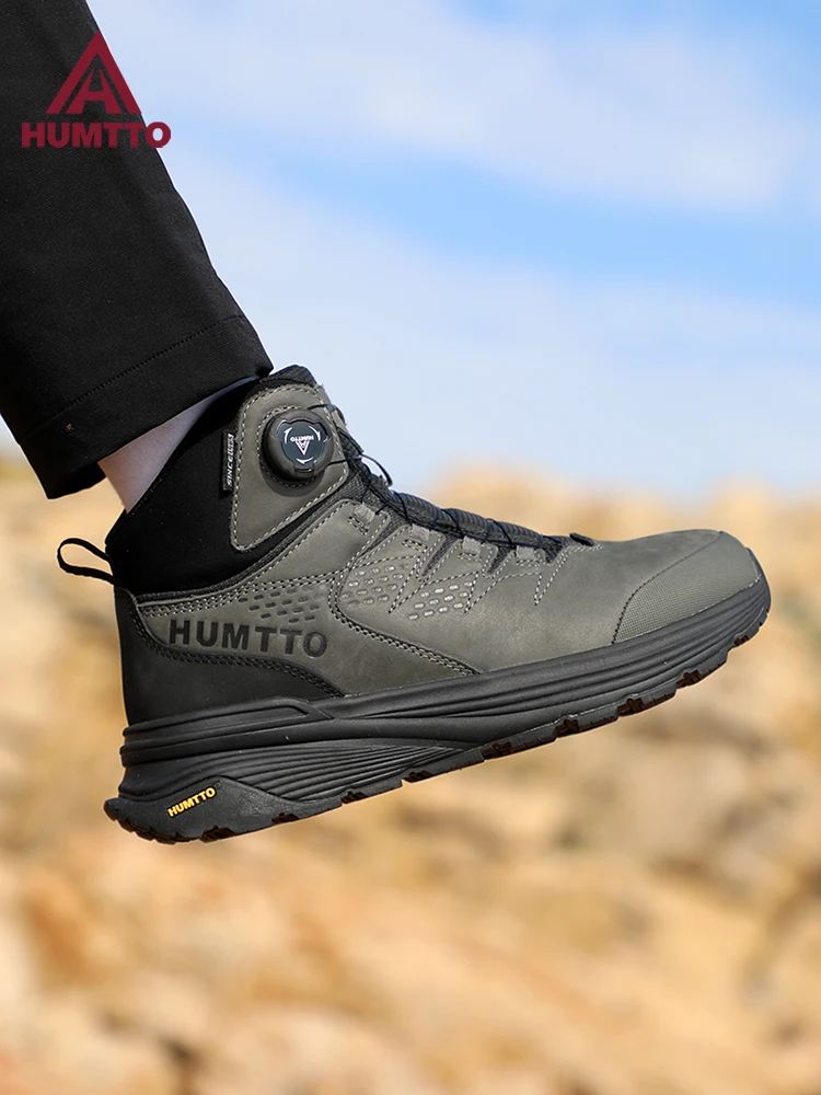 

High-Top Men's Hiking Boots Outdoor Tech Anti-Slip Leather Waterproof Cotton oes for Climbing And king in Autumn And Wi...