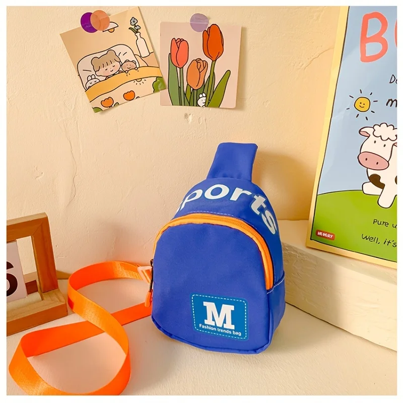 Contrast Color Children\'s Bag Summer New Korean Version M-Letter Chest Bag Boys and Girls Crossbody Bag Single Shoulder Bag Mini