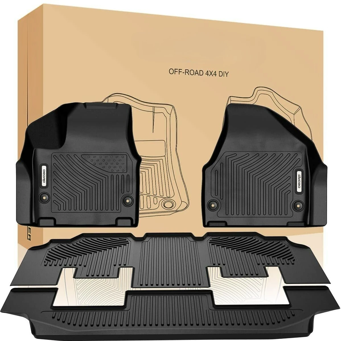 3 Rows Floor Mats Liners for 2017-2025 Chrysler Pacifica TPE Rubber Carpet