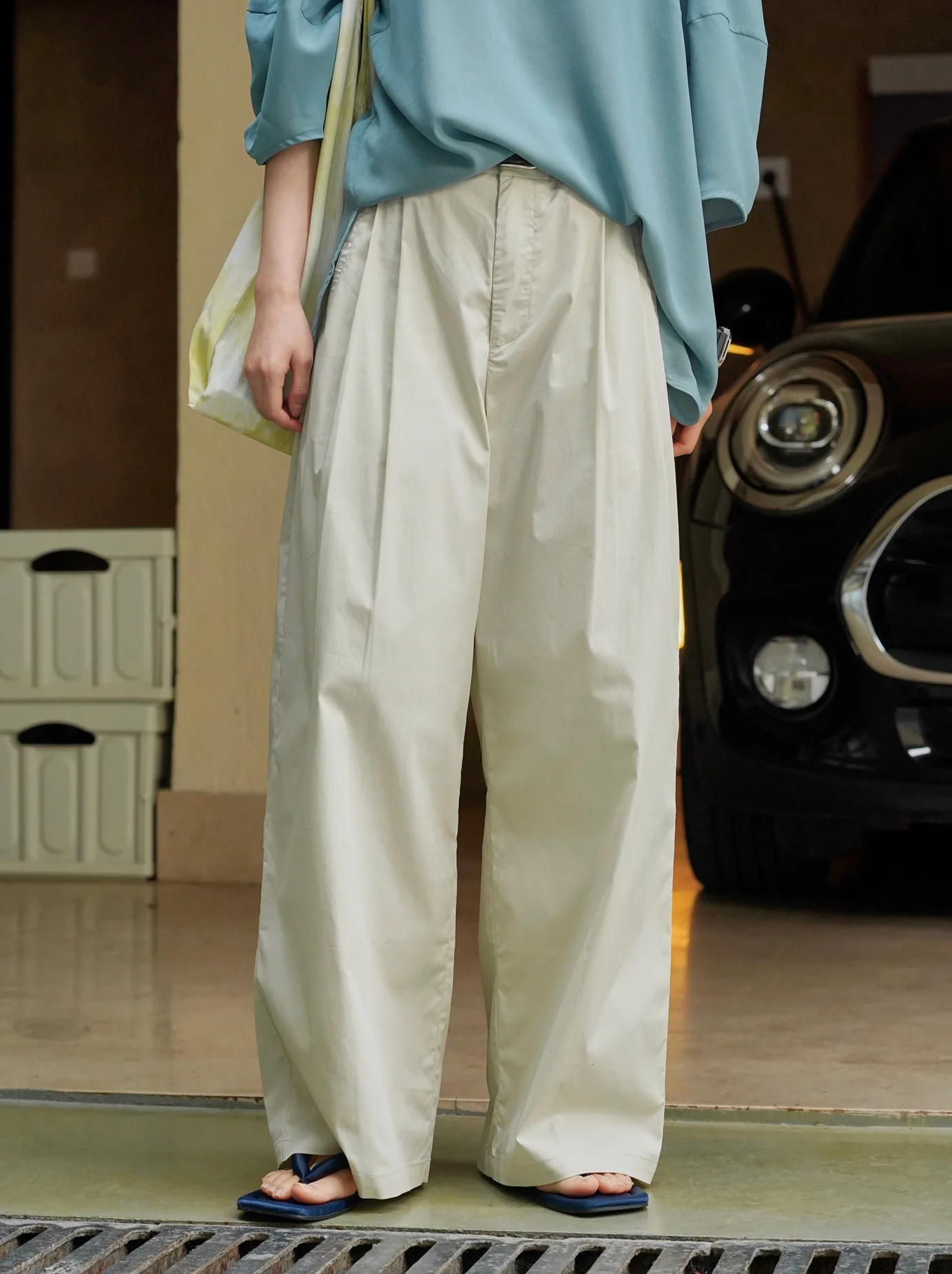 Spring and Autumn Women's Casual Solid Color High Waist Loose Wide Leg Pants