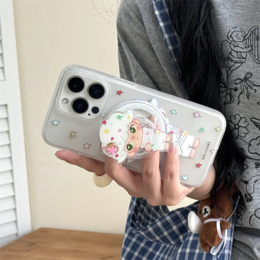 New Star Cartoon Magnetic Stand Phone Case for iPhone 16 15 14 13 Pro Max Cover Luxury Stylish Shockproof Lovely Anti-fall Cover
