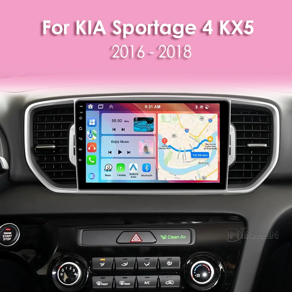 

9 inch Car Screen for KIA Sportage 4 KX5 2016 2017 2018 Android Auto Navigation GPS Wireless Carplay Wifi Stereo Bluetooth