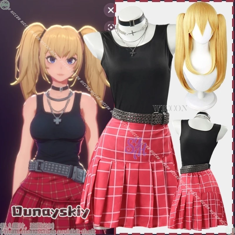 

Grokkk аниме игра Ani косплей виртуальный костюм подруги {Dunayskiy}Jirai Kei черный жилет для девочек красное клетчатое мини-платье Y2K Хэллоуин