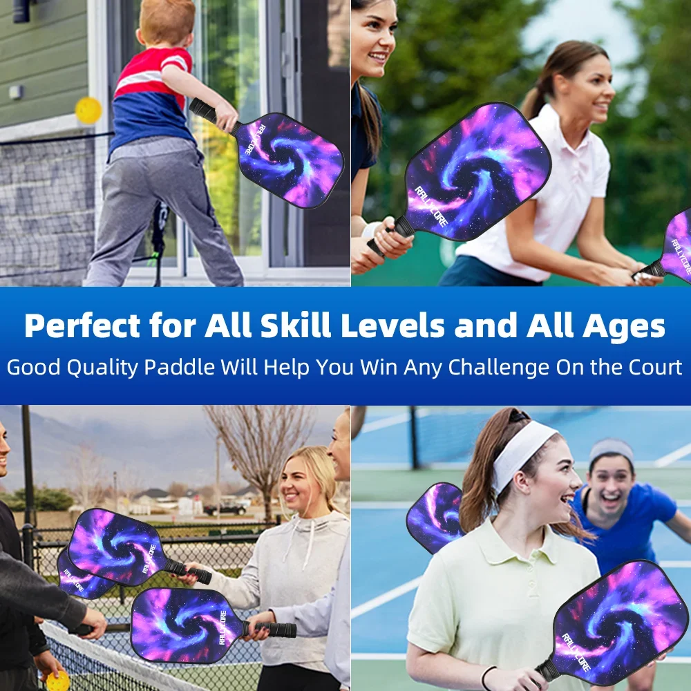 Lot complet de 2 pickleball |   Pagaies à noyau en nid d'abeille de qualité supérieure, 4 balles et sac de transport pour tous âges et niveaux de compétences