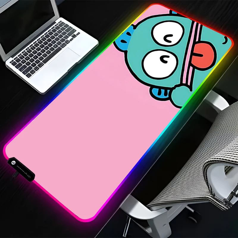 

RGB LED Mousepad Game Pad Rubber Cartoon Mouse Pad PC Accessories HD Desk Mat Non Slip Office Table Mat H-hangyodon Keyboard Pad