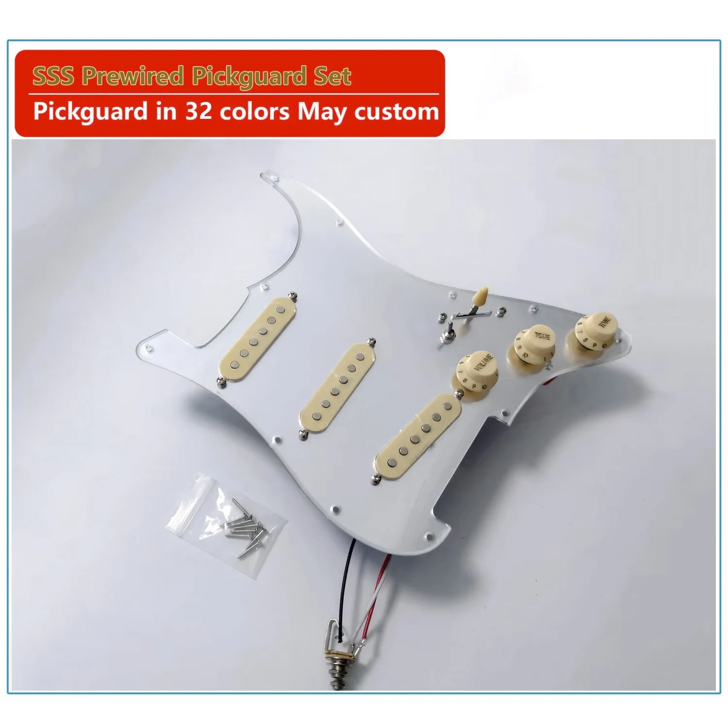 SSS Loaded Prewired ST Pickguard Set, Single Coil Pickups, 250K Copper Pots, Multifunction Switch for FD ST Guitar