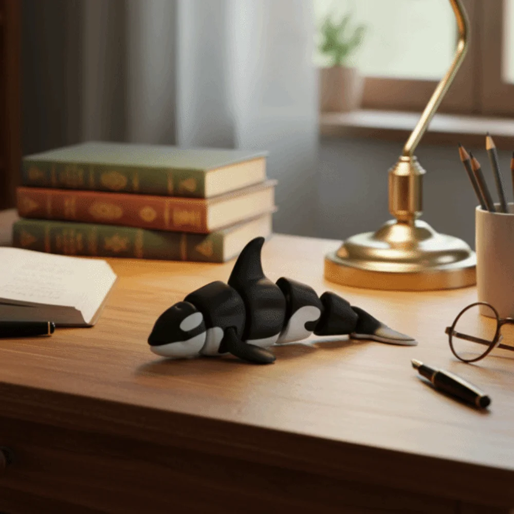 Creative Flexible 3D Printed Animal Joint Mini Unique Simulation Animal Multi-Joint Movable Whale Figurine Gifts