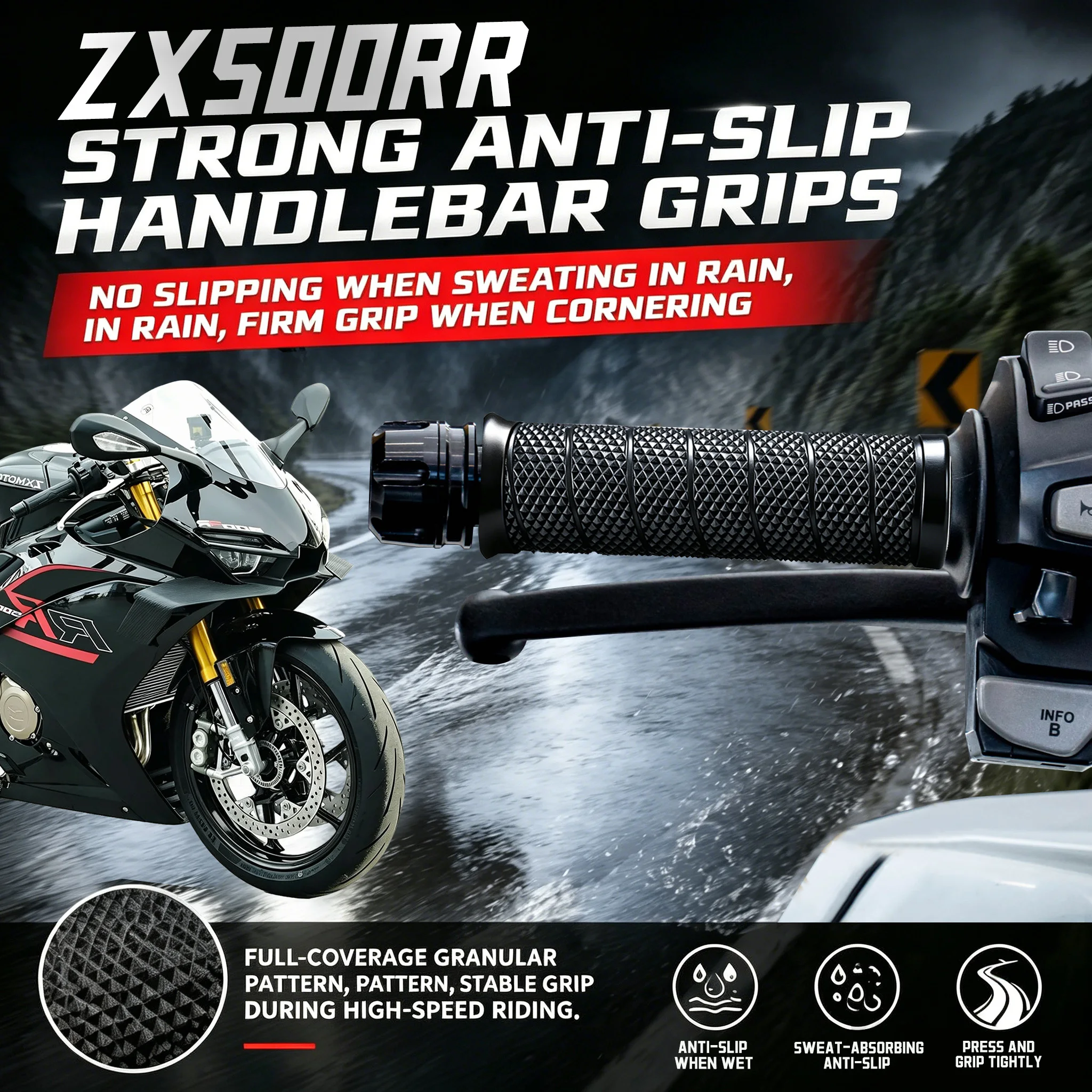 Suitable for Zhang Xue 500RR riding motorcycle gloves - strong anti-slip, anti-fall, high elasticity, wear-resistant, shock-abso