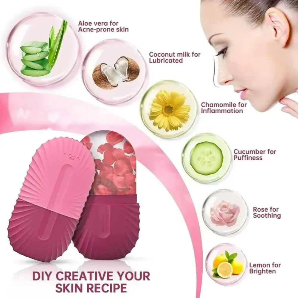 

Silicone Face Ice Cube Mold Beauty Lifting Contouring Puffiness Relief Ice Face Roller Reusable Shrink Pores
