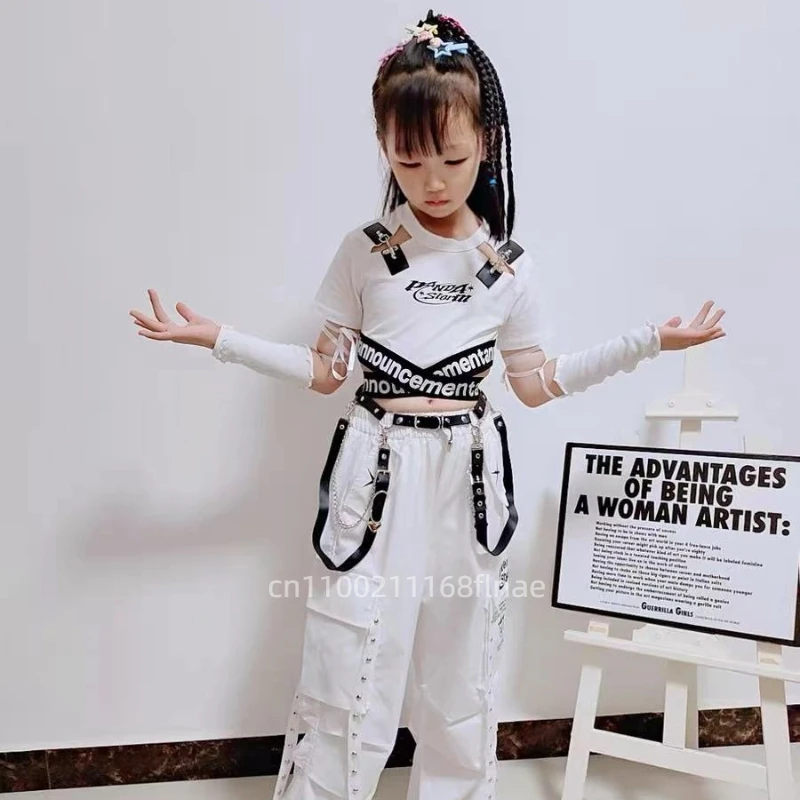 子供用ストリートダンス、ジャズダンス衣装、子供用ヒップホップセット、ガールズグループモデル、Tステージファッションショー衣装