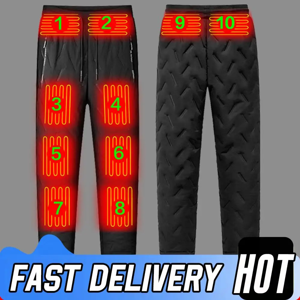 Calças de aquecimento unissex 10 zonas de aquecimento calças aquecidas elétricas das mulheres dos homens calças de aquecimento à prova de vento inverno ao ar livre calças de aquecimento