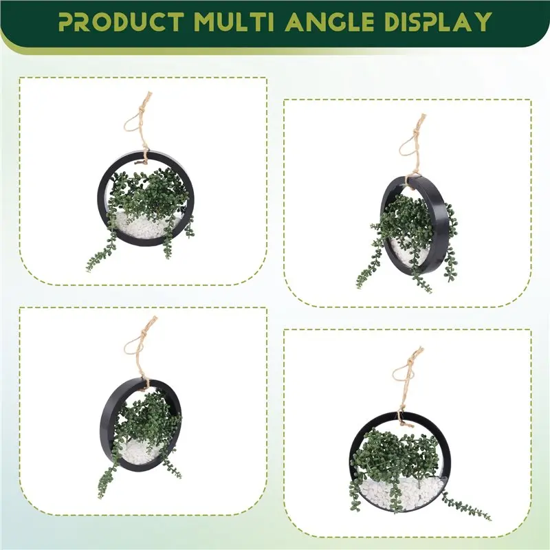 AT21-2Pcs Black Artificial Hanging Plants Fake String