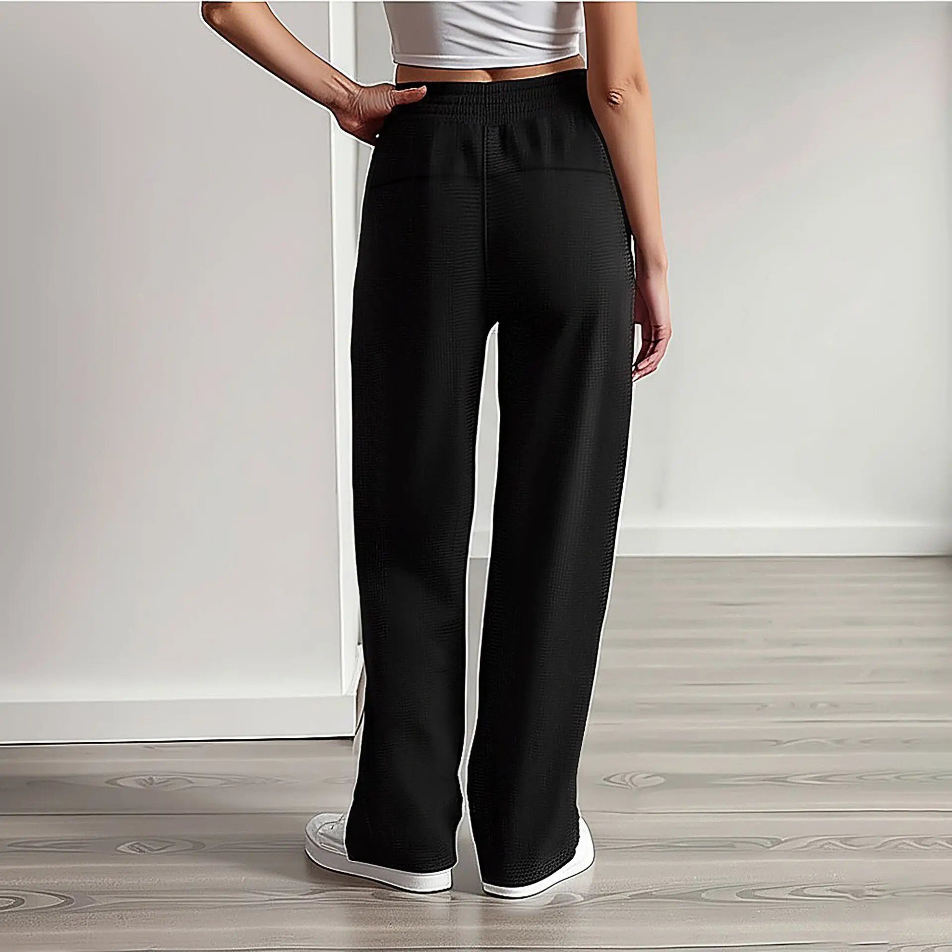 Eisseide, schnell trocknend, weich, hautfreundlich, Sommermode, schlicht, einfarbig, Damen-Stil, leichte Damen-Sporthose, cool