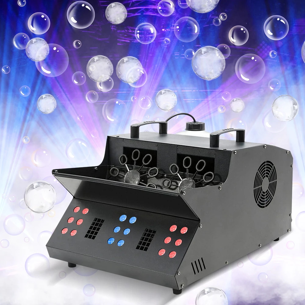 Fog Smoke Bubble Machine DMX512 Contrel Double Hole Bubbles Machine Stage Special Effect LED for DJ Party Wedding Performance