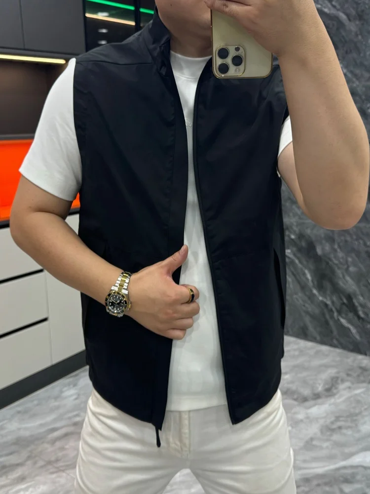 

Busin повседневный мужской жилет, модный коврик, высококачественное пальто с воротником-стойкой и воротником-стойкой, чистая версия