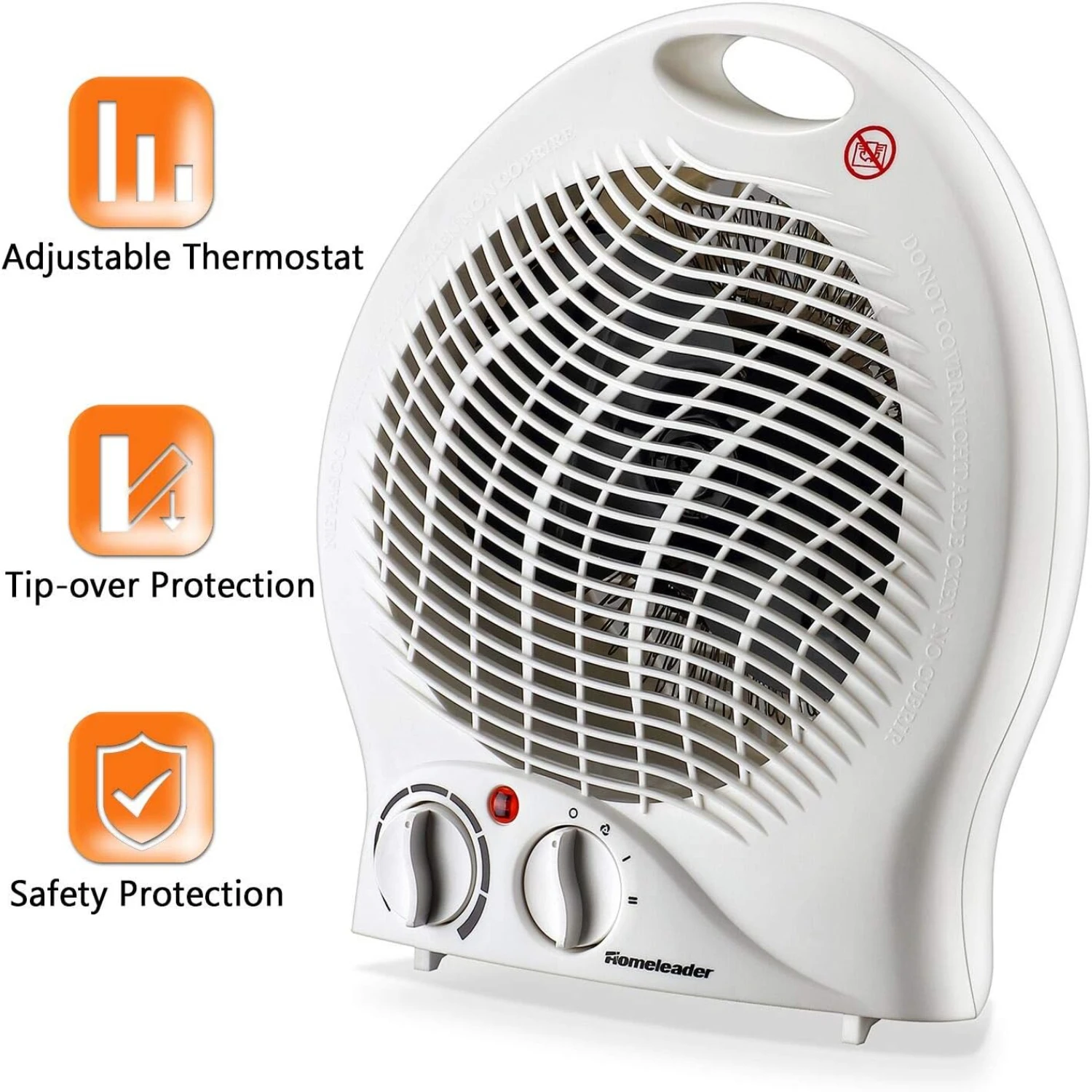 Portable Fan Heater,  Small Space Heater with Thermostat, Tabletop/Floor Ceramic Heater for Office