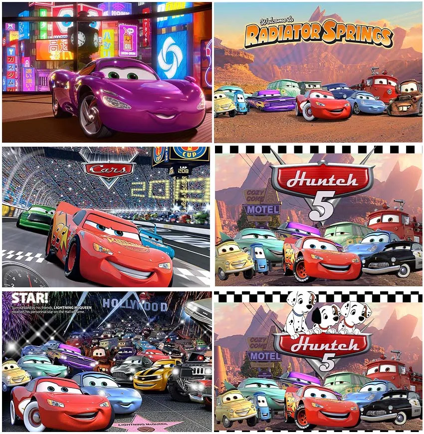 

Disney Cars Lightning McQueen Backdrops Photo Poster For Birthday Party Decoration Custom Photography Racing Car Backgrounds