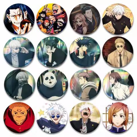 Classic Anime Character Lapel Pin Itadori Yuji Cinnamoroll Satoru Gojo Badges Kawaii Round Brooch for Backpack Accessories Gifts
