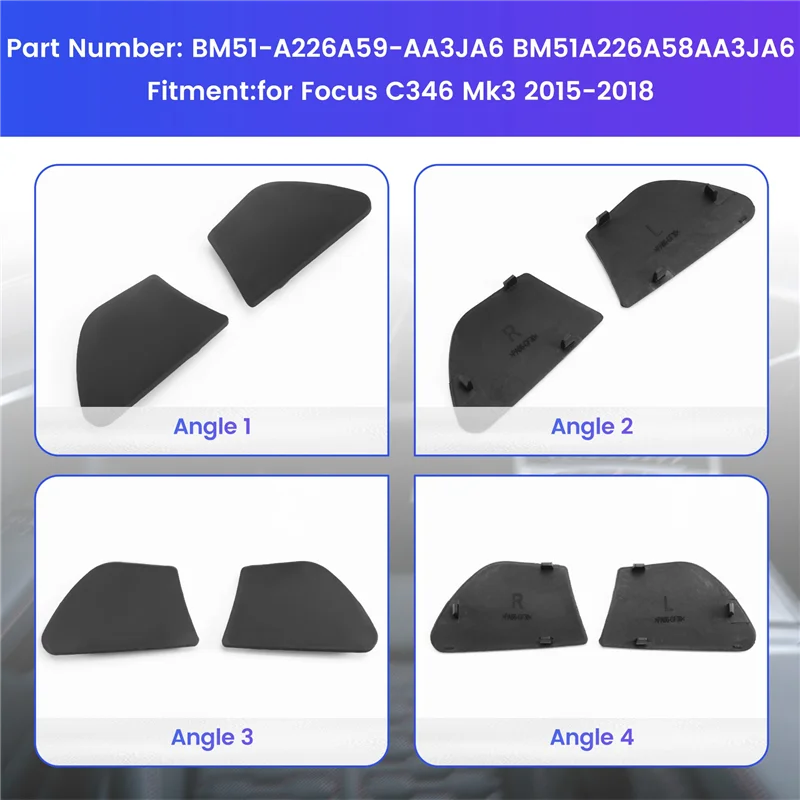 

A21F-1Pair Car Inner Door Handle Square Screw Cover For Ford Focus C346 Mk3 2015-2018 BM51-A226A59-AA3JA6 BM51A226A58AA3JA6