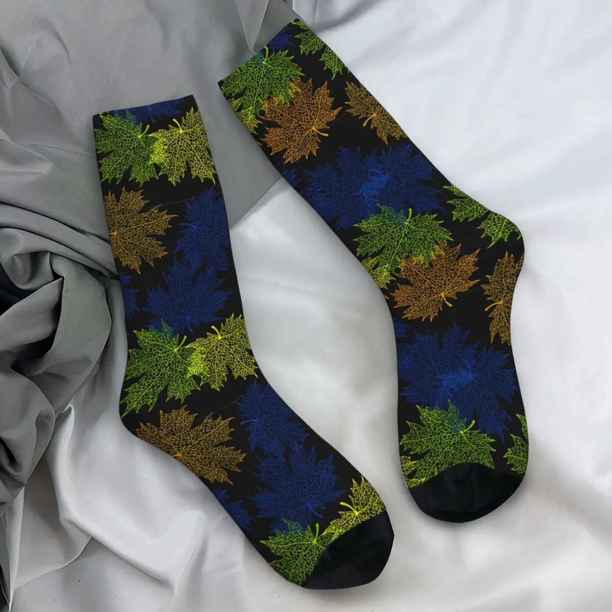 Calcetines de Hojas de arce, medias Retro de otoño, calcetines antibacterianos para hombre, calcetines de diseño cómodo para monopatín