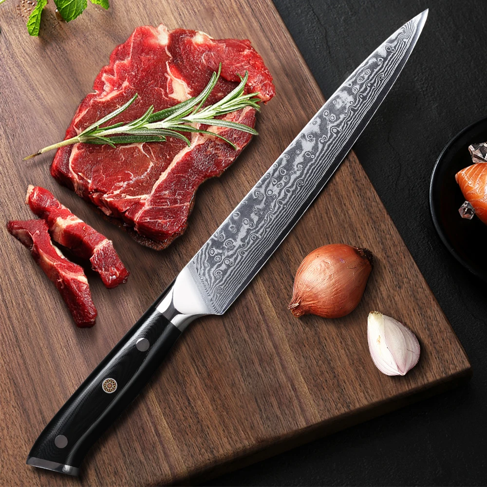 F.YOUNG 8 Inch Professional Carving Knives Japanese Damascus Steel Slicing Knife Sharp Meat Filleting Salmon Kitchen Chef Knife