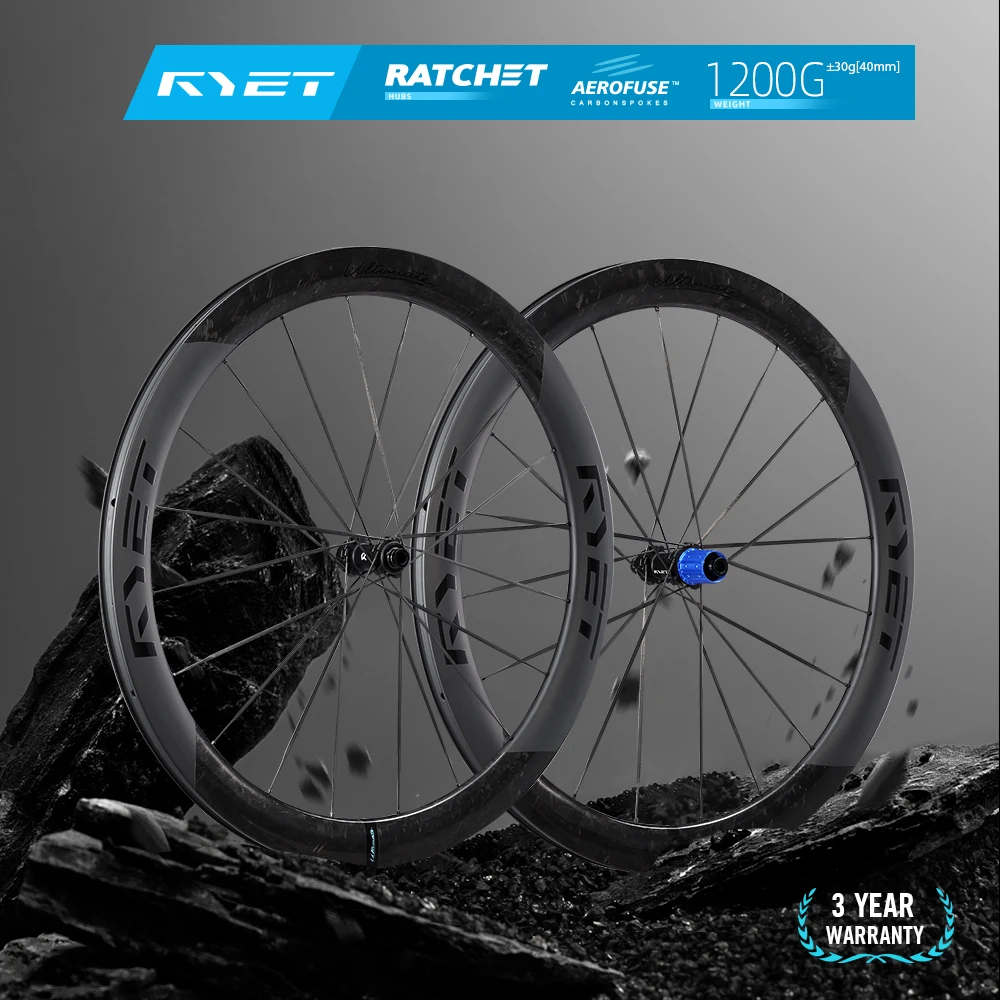 Ryet カーボンホイール RYET カーボンロードホイールセット超軽量 1200 グラムエアロバイク