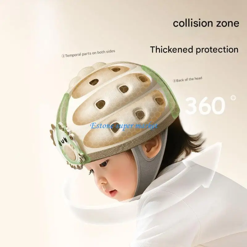 090B Infant Safety Head Protector Helmet Hat With Shock Absorption Breathable Polyester Adjustable For Newborns