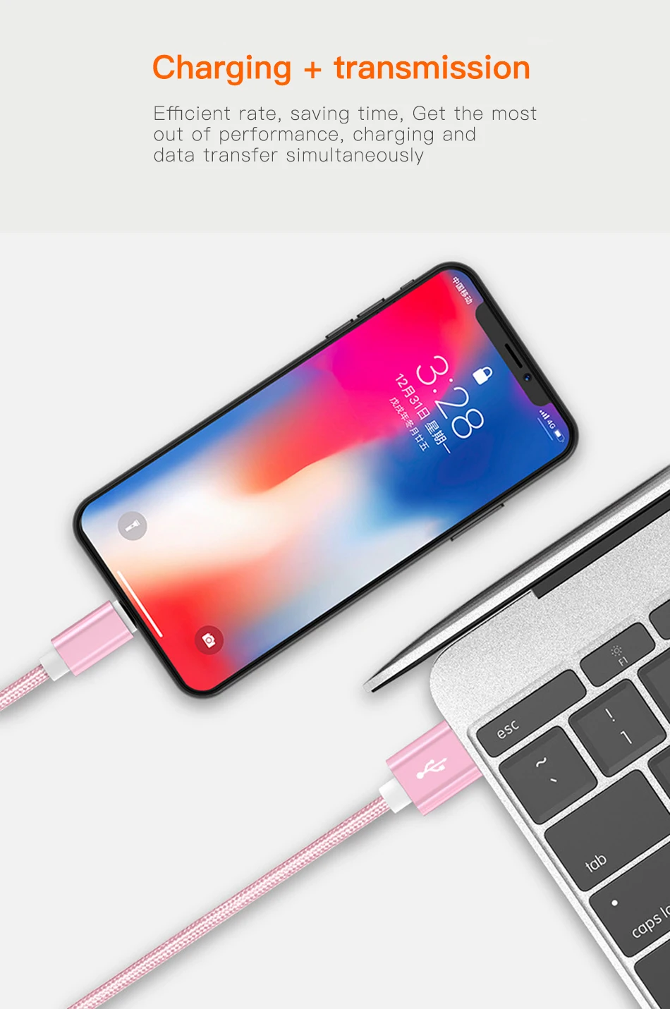 Type C USB C Cable for iphone 7 Xs MAX 6 plus 7 6s X se ipad 2 mini USB Fast Charging Data Cable cord 8 Pin apple iphone cables