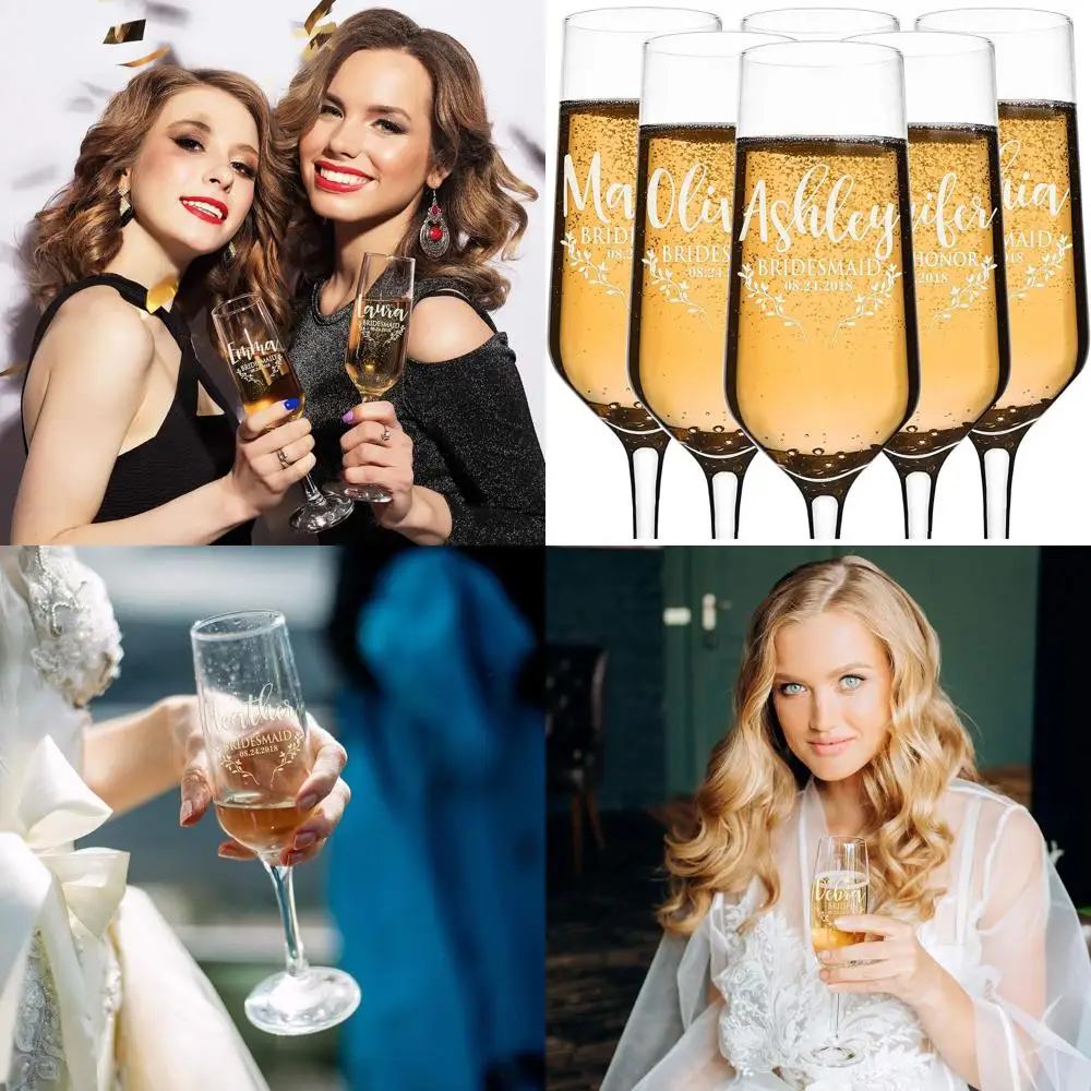 

Набор из 6 флейтков для подружки невесты с гравировкой для свадебных тостов и свадебного душа