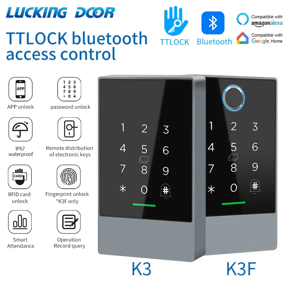 Система управления доступом по отпечатку пальца TTLOCK K3/K3F, Открыватель для домофона, Nfc, Bluetooth, клавиатура для электрических ворот, 13,56