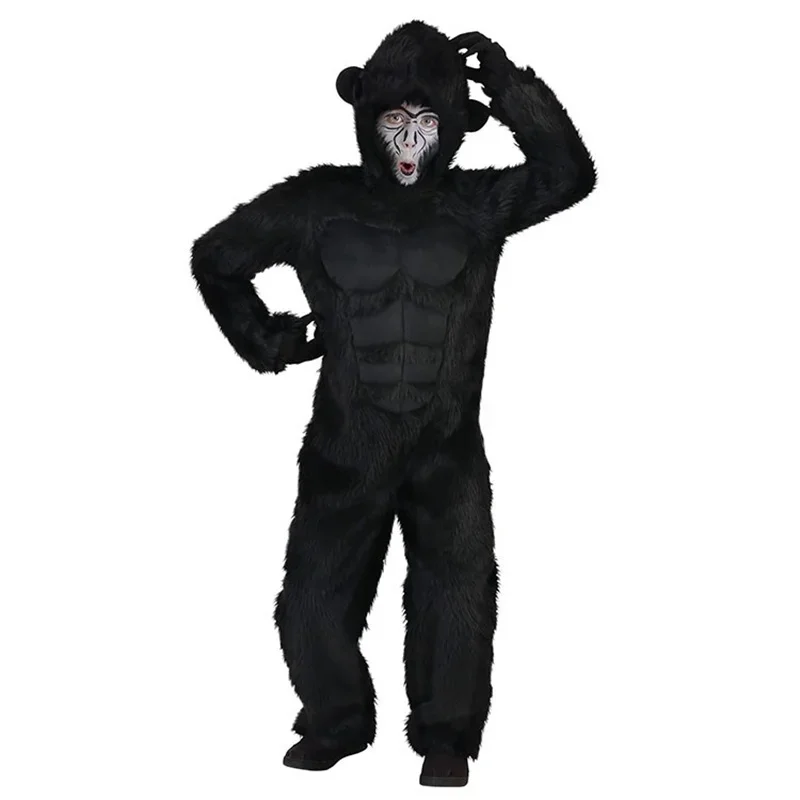 King Kong Cosplay Kostüm für Erwachsene Kinder Plüsch Pelz Maskottchen Anime Halloween Venedig Karneval Kleid Anzug Fursuit Orang-Utan Gorilla