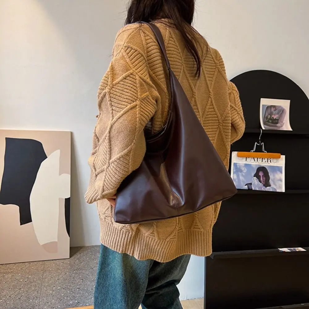 

Fashion Large Capacity Vintage Tote Bag PU Korean Style Women's Shoulder Bag Fashion Design Handbag Commute Shopping Bag Travel