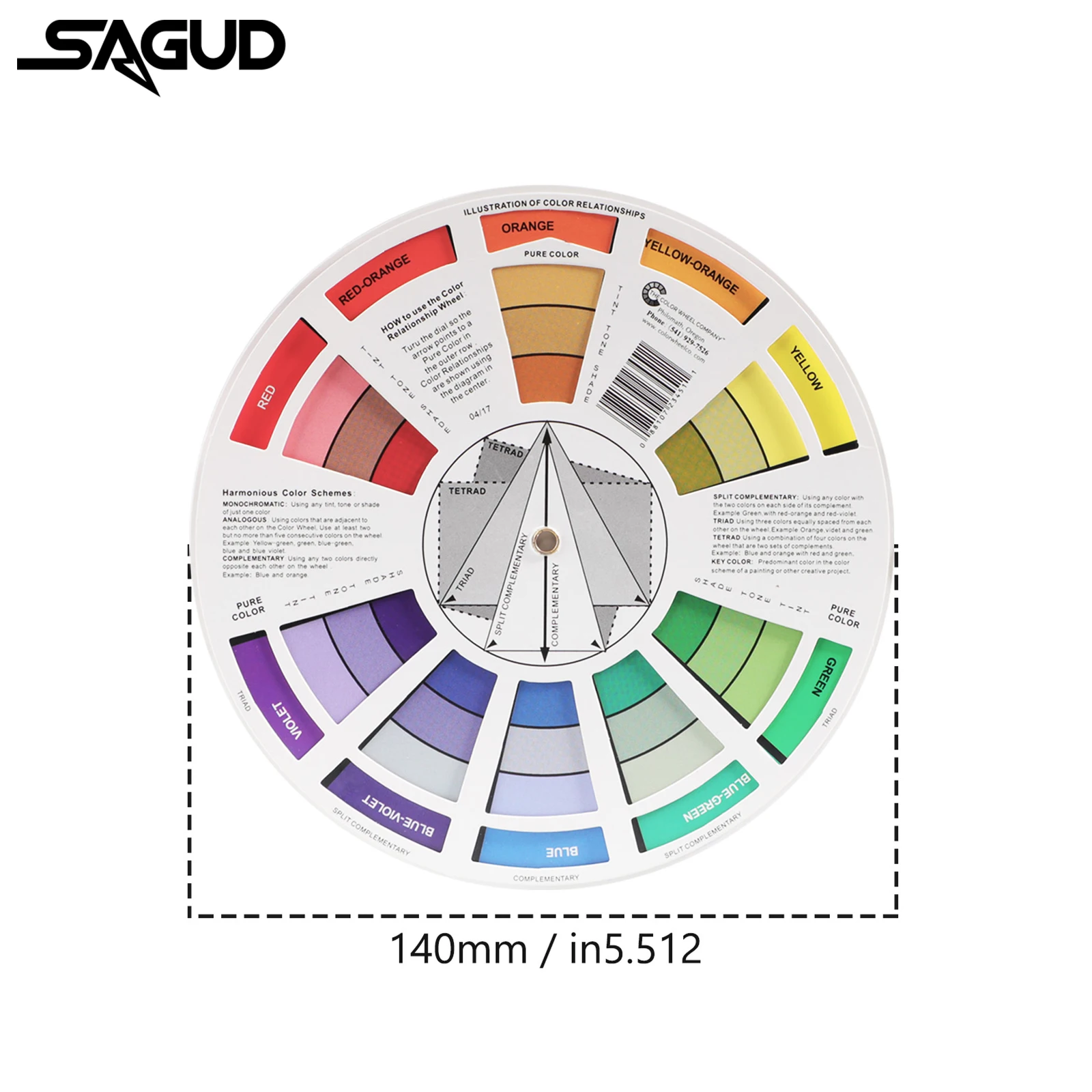 SAGUD 2 Styles Color Wheel Professional 360° Rotating Paper Card Pigment Mini Tool for Nail Tattoo Pigment 24 Color Palette