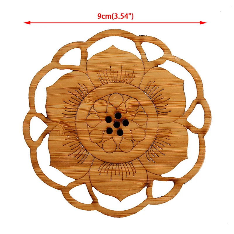 Creative Lotus Flower Drink Coasters Wooden Round Cup Mat Table Mat Tea Coffee Mug Placemat Home Decoration Kitchen Accessories