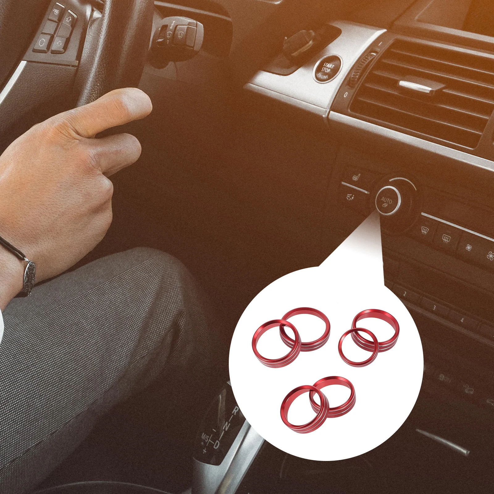 

6Pcs Air Conditioner Knob Ring Durable Heavy Solid Car Panel Volume Button Cover Interior Trim Climate Control