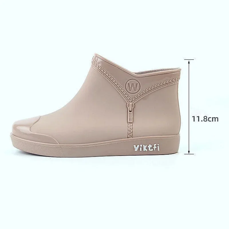 Women's Rain Shoes Trend Low Flat Rain Shoes Cotton Rain Outside Theitchen Work Korean Version of Fashion Short Women's Shoes