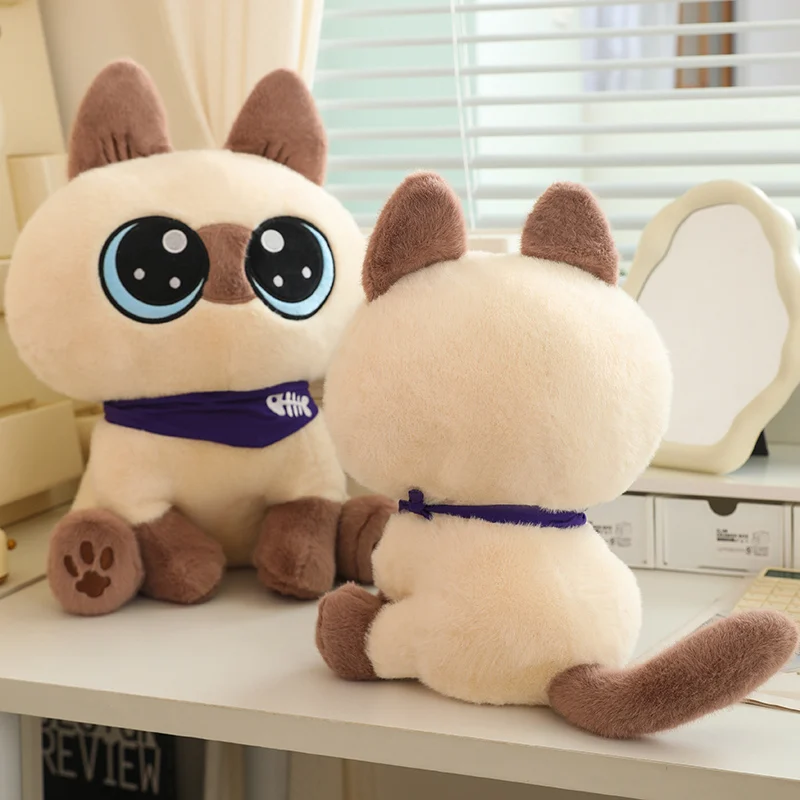 Gato de peluche de ojos grandes, muñecos de animales, gatito, almohada suave, expresión linda, bebé, comodidad, cumpleaños, regalos de Navidad, decoración del hogar, nuevo