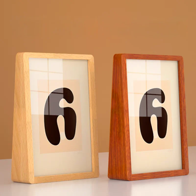 A6 100x150mm Solid Wood Wedding Baby Photo Picture Frame Menu Paper Price Label Holder Table Acrylic Sign Holder Display Stand