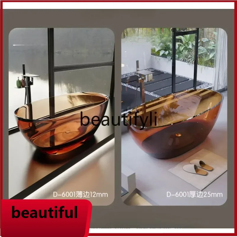 

F356 Asmt14 New Arrivals ATransparent resin Color crystal bathtub Egg-shaped artificial stone bathtub Independent integrated S