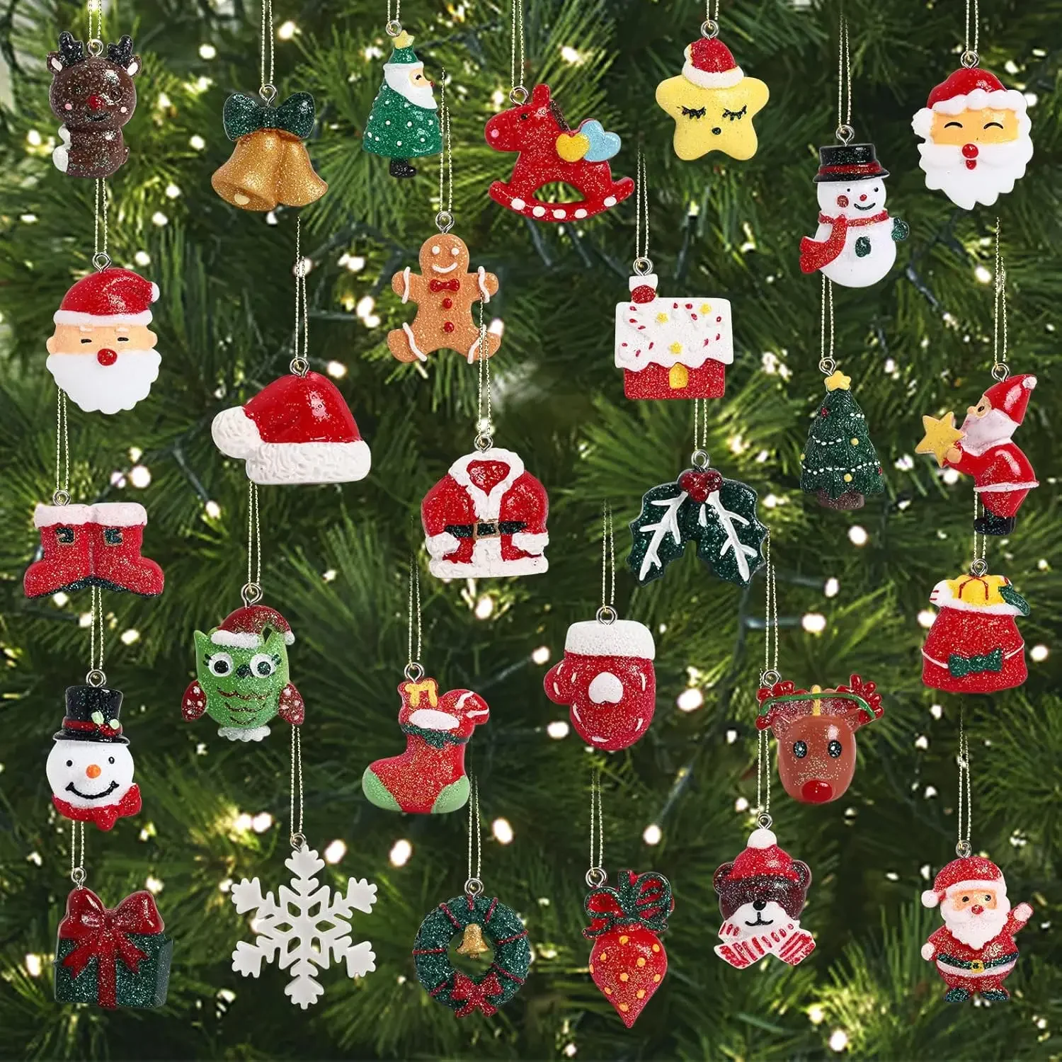 

30-Piece Mini Resin Christmas Ornaments – Clearance Set | Includes Small Santa Charms & Festive Designs