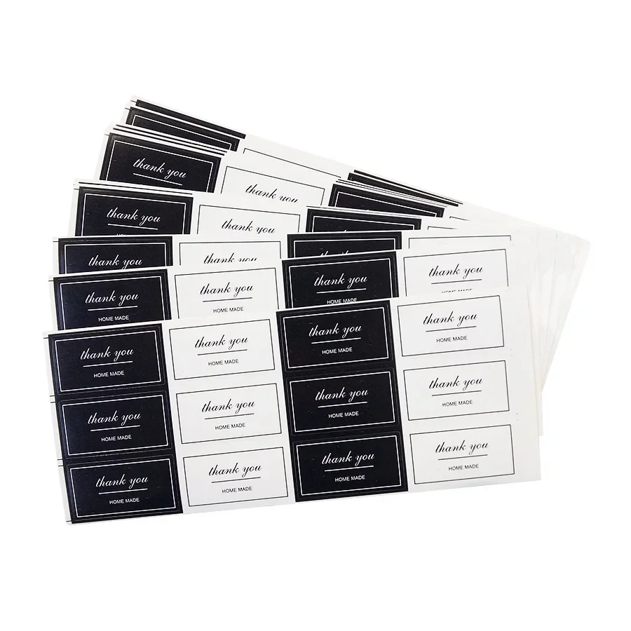 100pcs/lot Black And White 'Thank You' Rectangular Seal Sticker Gift Sticker For DIY Homemade Bakery Packaging Decoration Label