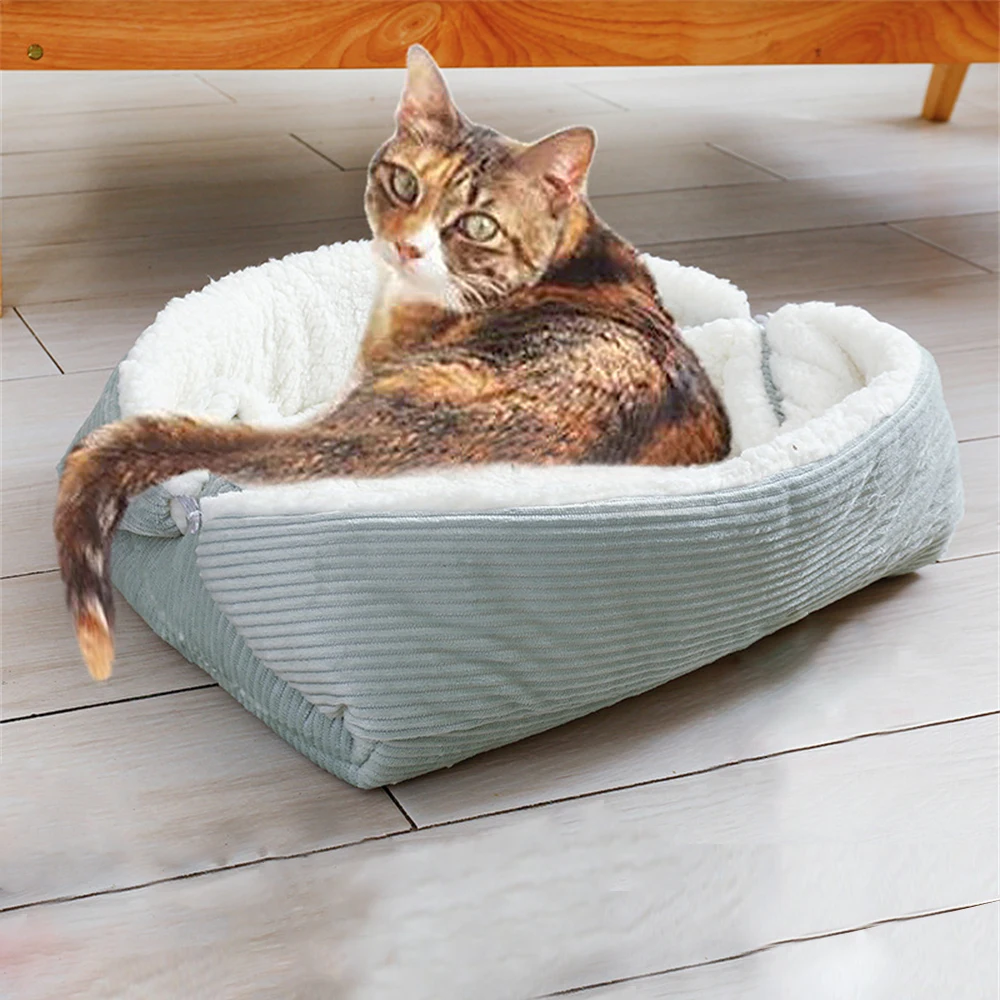 

Warm 2in1 Cat Sleeping Nest Cushion House Soft Plush Pet Bed for Small Dogs Indoor Puppy Kennel Pets Mattress Kitten Blanket