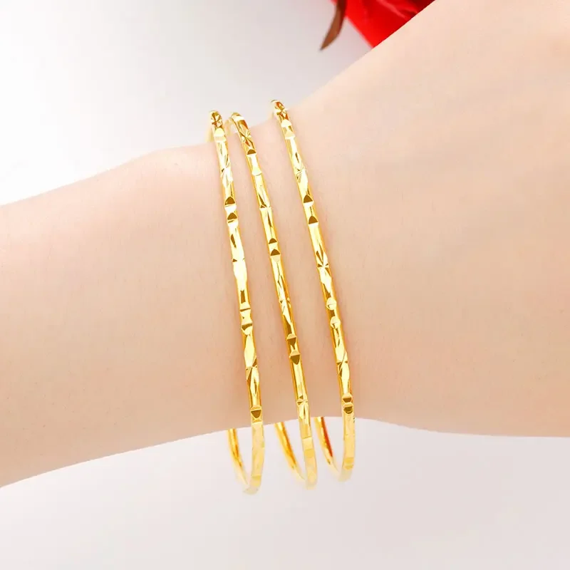 Pulseira banhada a ouro puro para mulheres, 999 Sansheng III, moda estrelada, joias de tendência, presente dos namorados feminino, 100% 24k real, 18k