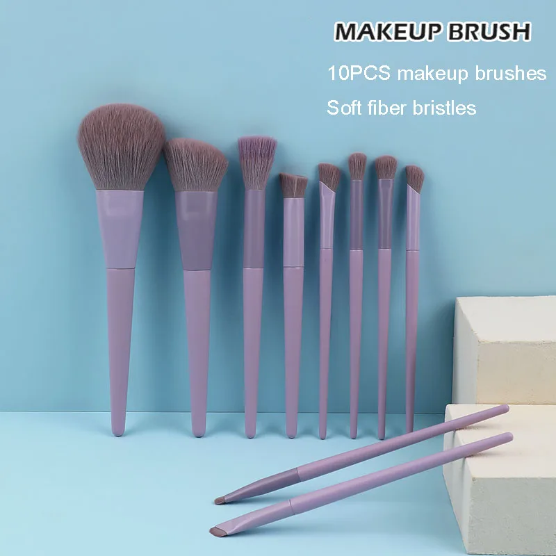 ชุดแปรงแต่งหน้า 10 ชิ้น ขนแปรงนุ่ม สำหรับลงแป้งฝุ่น บลัชออน เหมาะสำหรับผู้หญิง ชุดแปรงแต่งหน้าครบชุดสำหรับมือใหม่ แปรงแต่งหน้าระดับมืออาชีพ อุปกรณ์เสริมความงาม