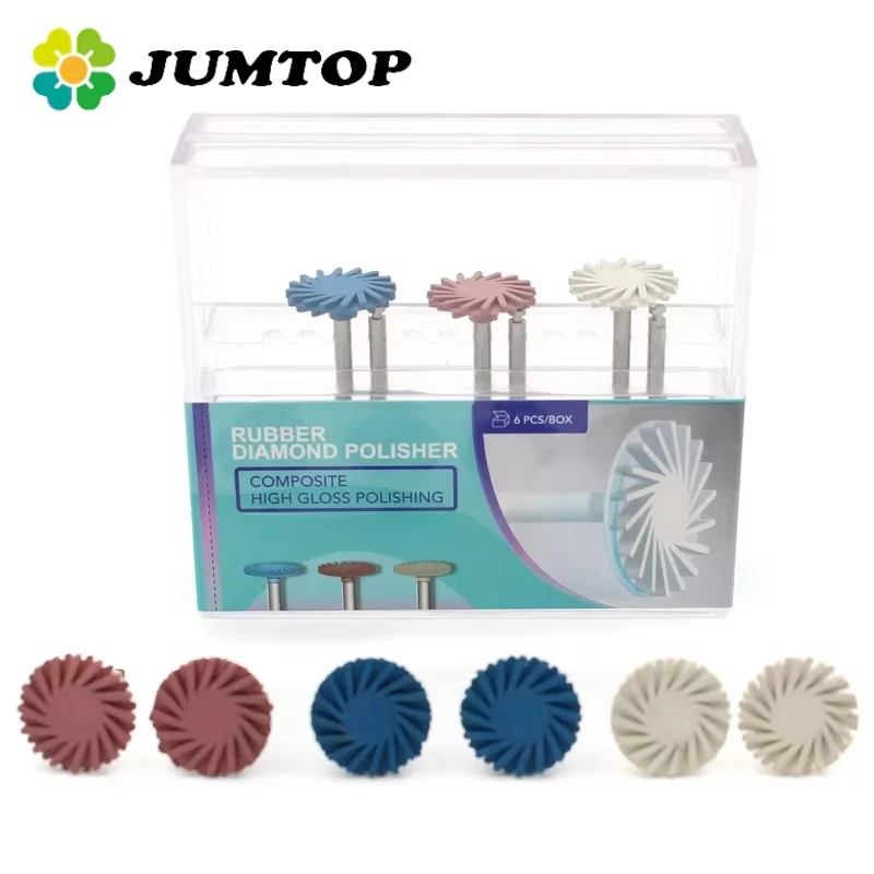 

JUMTOP 6Pcs/Box Dental Rubber Polisher Composite Resin Polishing Diamond System RA Disc 14mm Wheel Spiral Flex Brush