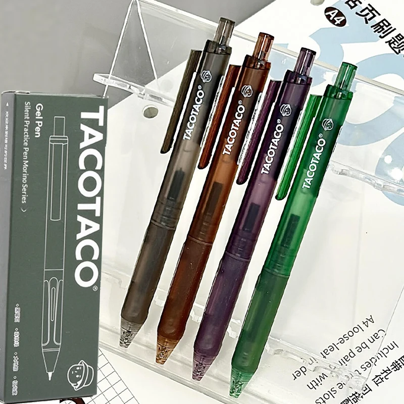 TACOTACO Moriya Practice Pen 4 Colors Icy Body Noise Free Press Smooth Writing Fast-dry Signture Pens Journal Office Stationery