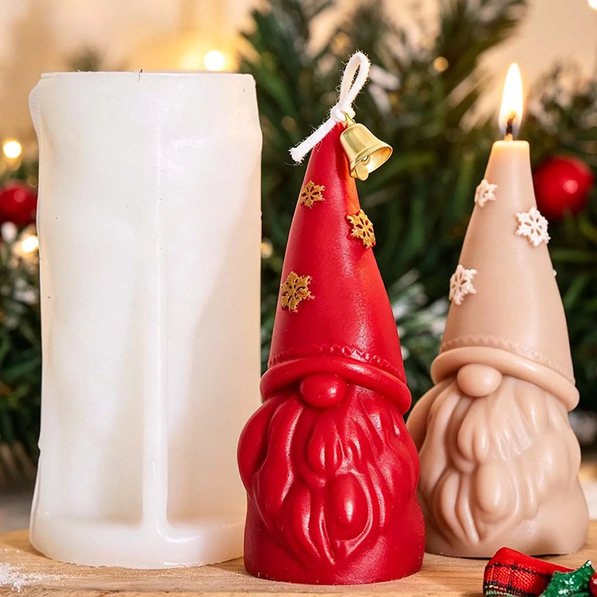 Santa Claus Silicone Candle Mold for DIY Christmas Decor Aromath Gypsum Ornament Molds Soap Epoxy Resin Crafts Making Tools