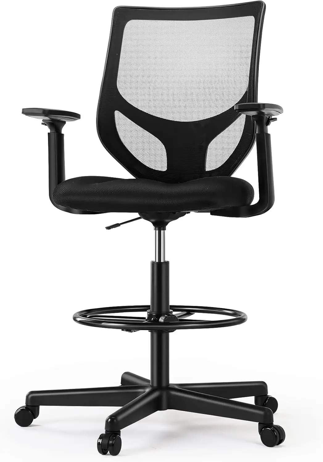 Drafting Chair - Tall Standing Office Desk Chair With Adjustable Foot Ring, Chair With Ergonomic Lumbar Support, Adjustable